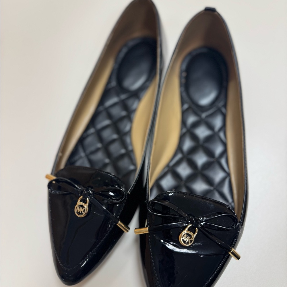 Michael Kors Black Patent Leather Pointed Toe Flats